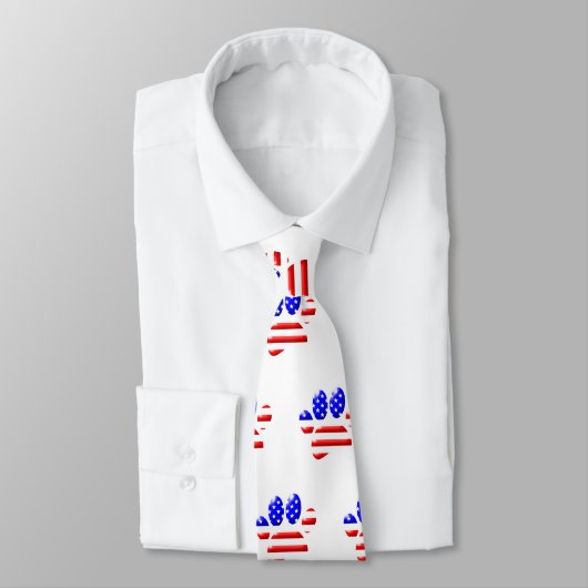 US Flag Dog Paw Print Stropdas (Gebonden)