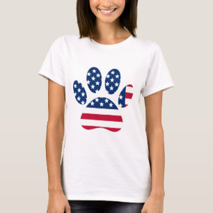 US Flag Dog Paw Print T-shirt