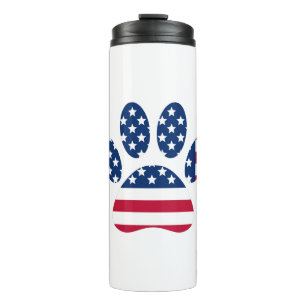 US Flag Dog Paw Print Thermosbeker
