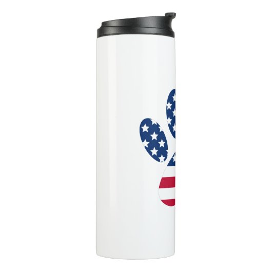US Flag Dog Paw Print Thermosbeker (Gedraaid links)