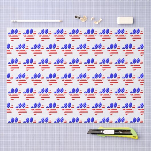 US Flag Dog Paw Print Tissuepapier (Craft)