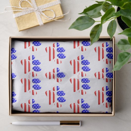 US Flag Dog Paw Print Tissuepapier (Geschenk)
