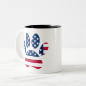 US Flag Dog Paw Print Tweekleurige Koffiemok (Voorkant links)