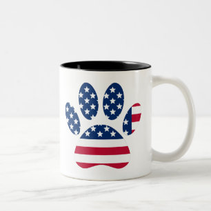 US Flag Dog Paw Print Tweekleurige Koffiemok