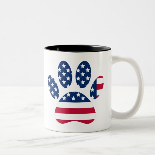 US Flag Dog Paw Print Tweekleurige Koffiemok (Rechts)