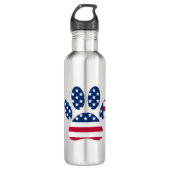 US Flag Dog Paw Print Waterfles (Voorkant)