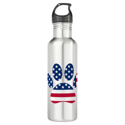US Flag Dog Paw Print Waterfles (Voorkant)