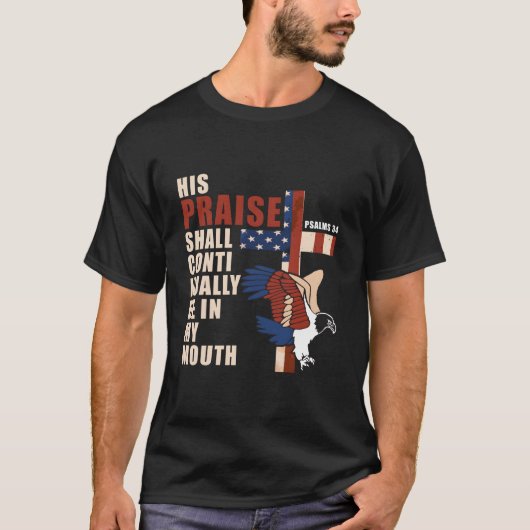 US Flag Eagle Christelijk Cross Patriottische Bijb T-shirt (Voorkant)