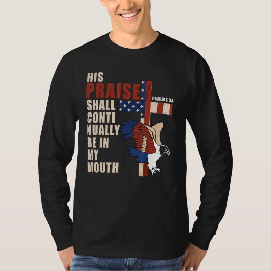 US Flag Eagle Christian Cross Patriotic Bible Vers T-shirt (Voorkant)