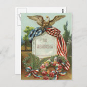 US Flag Eagle Wreath Tombstone Gravestone Rose Briefkaart (Voorkant / Achterkant)