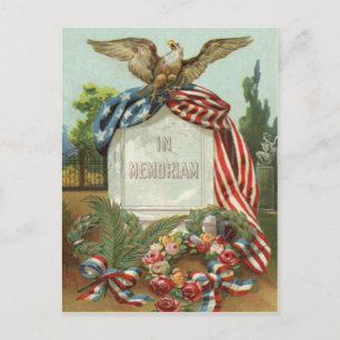 US Flag Eagle Wreath Tombstone Gravestone Rose Briefkaart