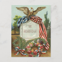 US Flag Eagle Wreath Tombstone Gravestone Rose Briefkaart
