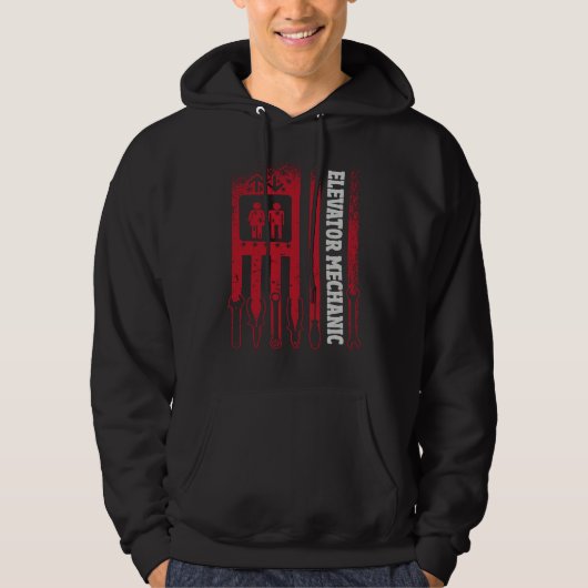 Us Flag Elevator Mechanic Hoodie (Voorkant)