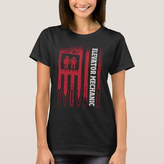 Us Flag Elevator Mechanic T-shirt (Voorkant)