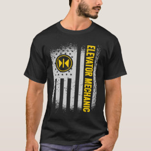 US Flag Elevator Mechanic T-shirt
