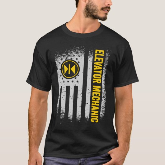 US Flag Elevator Mechanic T-shirt (Voorkant)