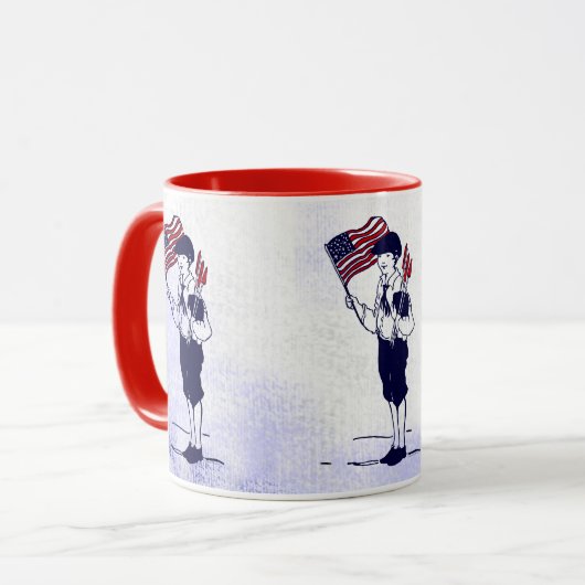  US Flag en vuurwerk Jongen Patriottische Mok (Voorkant links)