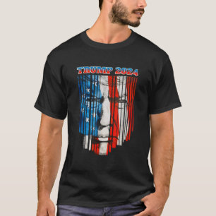 US Flag Face Trump 2024 Vintage Donald Trump 4th o T-shirt