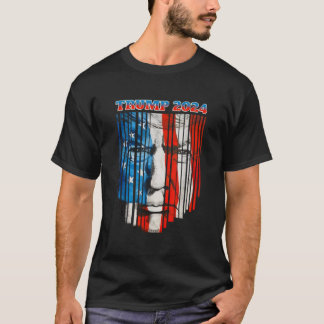 US Flag Face Trump 2024 Vintage Donald Trump 4th o T-shirt