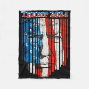 Us Flag Face Trump Vintage Donald Trump 4 juli Fleece Deken