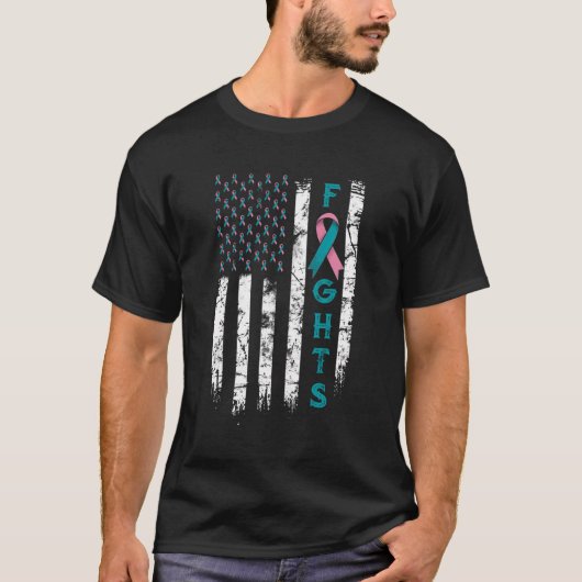 US Flag Fighter BRCA Awareness T-shirt (Voorkant)