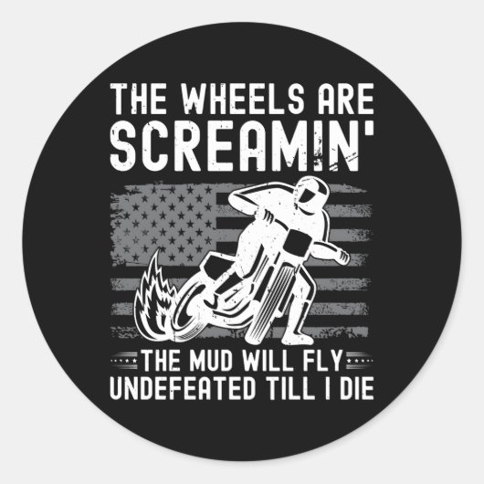 US Flag Flat Track Motorcycling Racing Ronde Sticker (Voorkant)