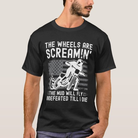US Flag Flat Track Motorcycling Racing T-shirt (Voorkant)