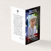 US Flag Funeral Memorial Foto Gevouwen Gebed Kaart (Buitenkant)