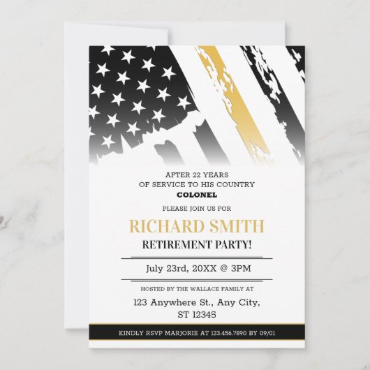 US FLAG Golden Line Air Force Pensioen Kaart (Voorkant)