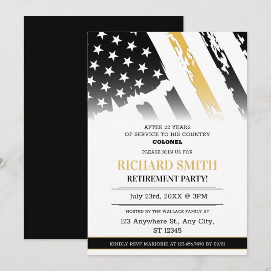 US FLAG Golden Line Air Force Pensioen Kaart (Voorkant / Achterkant)