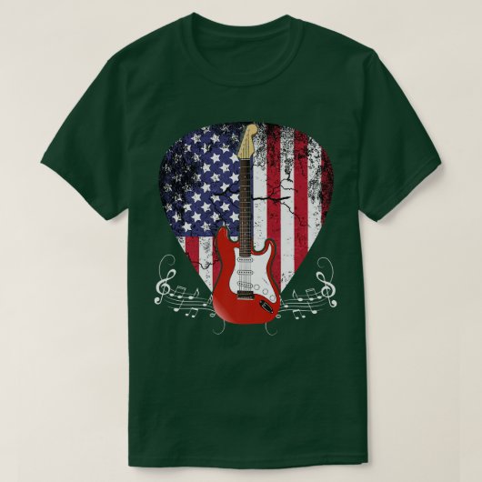 US Flag Guitar Pick Guitarist Lover Instrument Ele T-shirt (Design voorkant)