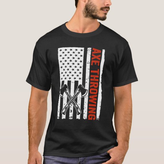 US Flag Hatchet Axe Throwing T-shirt (Voorkant)