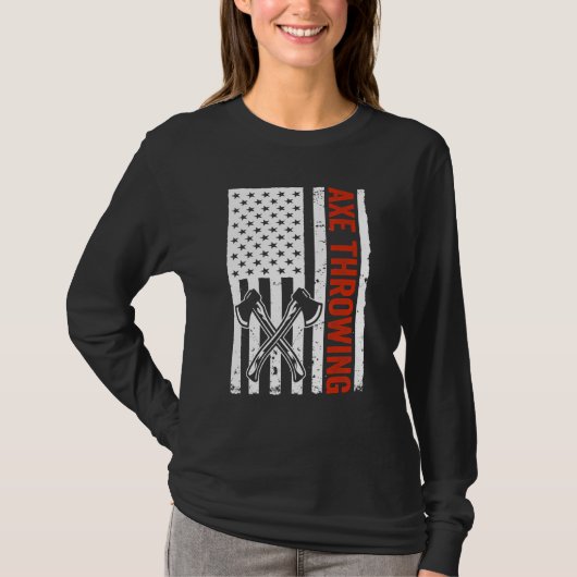 US Flag Hatchet Axe Throwing T-shirt (Voorkant)