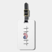 US Flag Heartbeat ECG Electrocardiografie Bagagelabel (Voorkant verticaal)