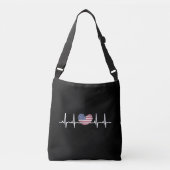 US Flag Heartbeat ECG Electrocardiografie Crossbody Tas (Voorkant)