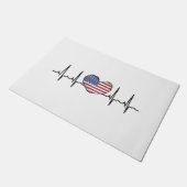 US Flag Heartbeat ECG Electrocardiografie Deurmat (Schuin)