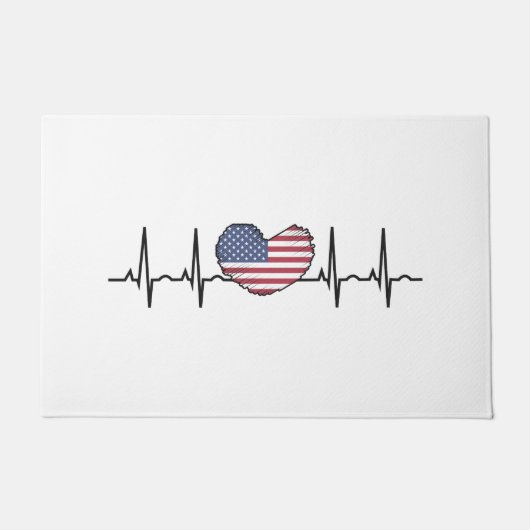 US Flag Heartbeat ECG Electrocardiografie Deurmat (Voorkant)