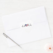 US Flag Heartbeat ECG Electrocardiografie Hart Sticker (Envelop)