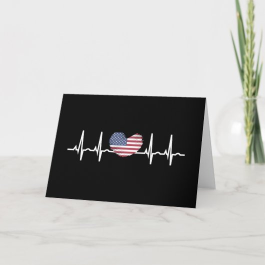 US Flag Heartbeat ECG Electrocardiografie Kaart (Voorkant)