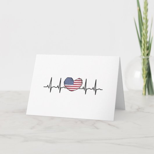 US Flag Heartbeat ECG Electrocardiografie Kaart (Voorkant)