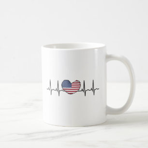 US Flag Heartbeat ECG Electrocardiografie Koffiemok