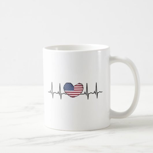 US Flag Heartbeat ECG Electrocardiografie Koffiemok (Rechts)