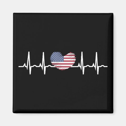 US Flag Heartbeat ECG Electrocardiografie Magneet (Voorkant)