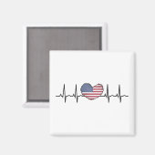US Flag Heartbeat ECG Electrocardiografie Magneet (Voorkant / Achterkant)