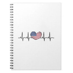 US Flag Heartbeat ECG Electrocardiografie Notitieboek