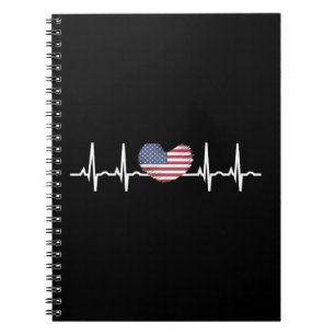 US Flag Heartbeat ECG Electrocardiografie Notitieboek