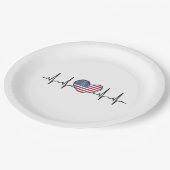 US Flag Heartbeat ECG Electrocardiografie Papieren Bordje (Gekanteld)