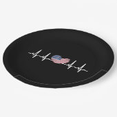 US Flag Heartbeat ECG Electrocardiografie Papieren Bordje (Gekanteld)
