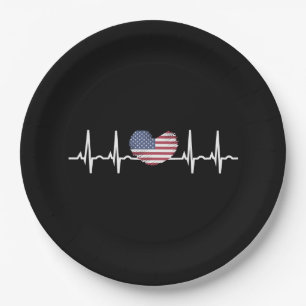 US Flag Heartbeat ECG Electrocardiografie Papieren Bordje