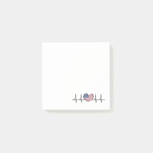 US Flag Heartbeat ECG Electrocardiografie Post-it® Notes (Voorkant)